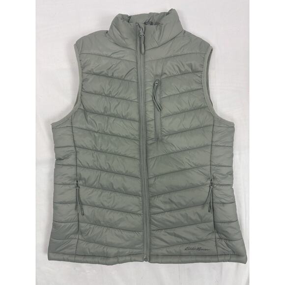 EDDIE BAUER Women’s Green Puffer Vest Size S Zip Preppy Athleisure Y2K Quilted - Picture 1 of 7
